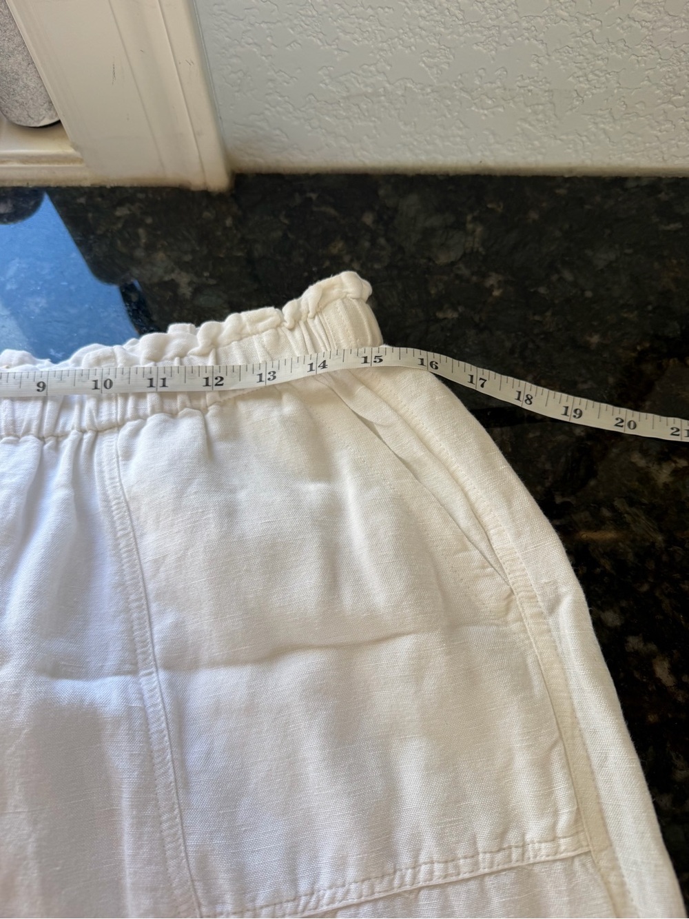 ELAN Linen & Cotton Blend White Lined Cargo Pull On Pants. SZ LG. Coastal. EUC - Picture 7 of 9